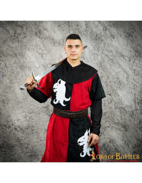 Medieval tabard quartered red-black...