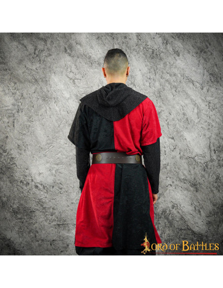 Medieval tabard quartered red-black...