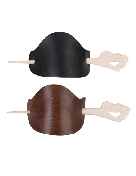 Viking barrette with bone pin - Brown