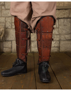 Quintus greaves with 3 straps - brown