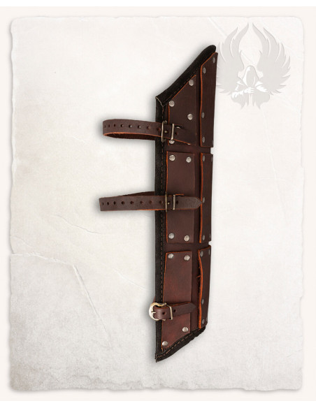 Quintus greaves with 3 straps - brown