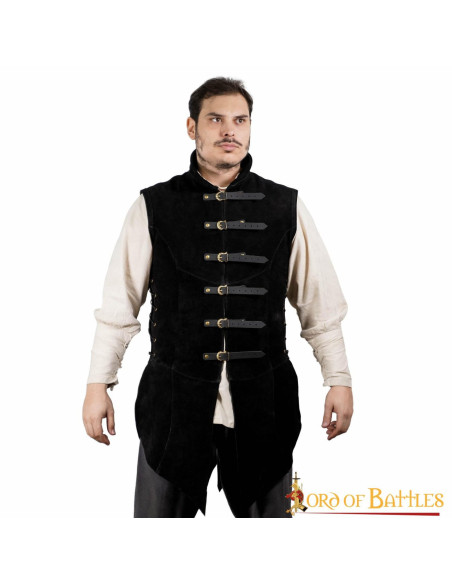 Medieval black suede vest Adrian model