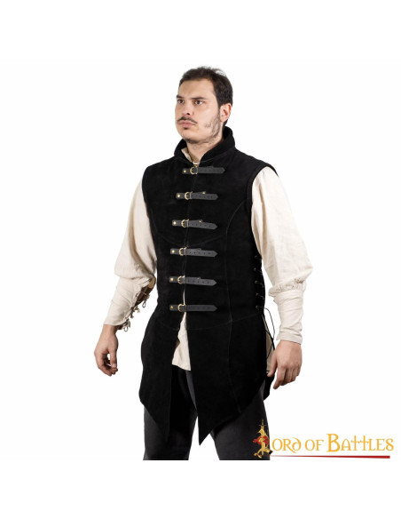 Medieval black suede vest Adrian model