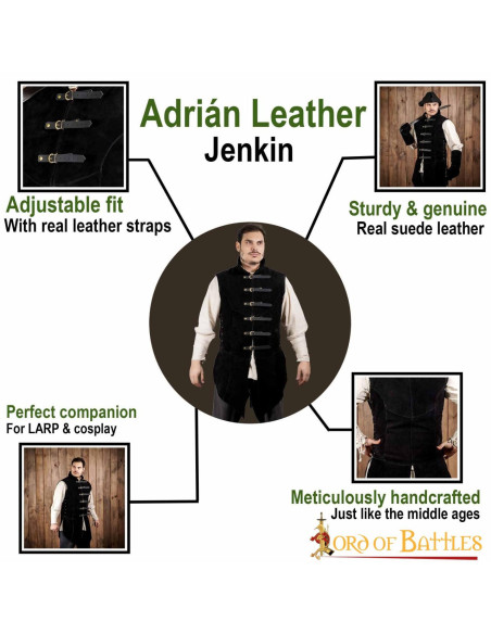 Medieval black suede vest Adrian model