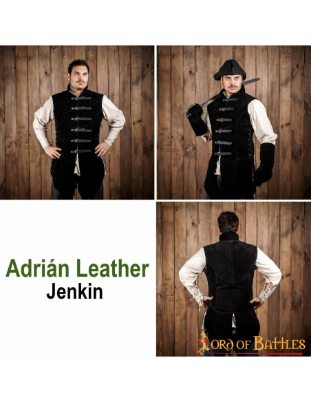 Medieval black suede vest Adrian model