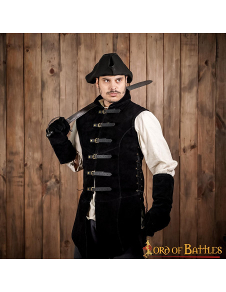 Medieval black suede vest Adrian model