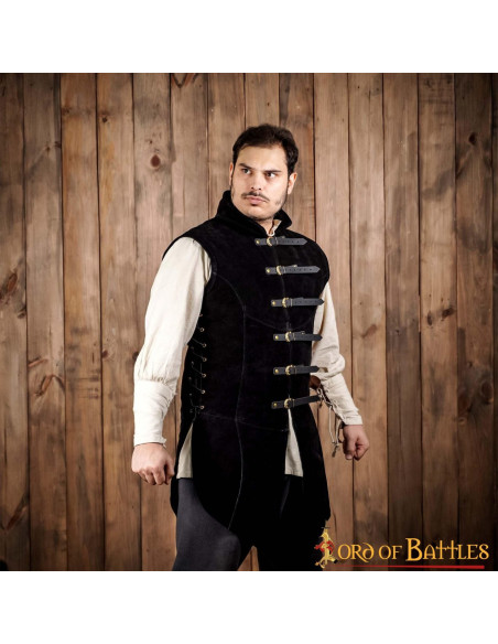 Medieval black suede vest Adrian model
