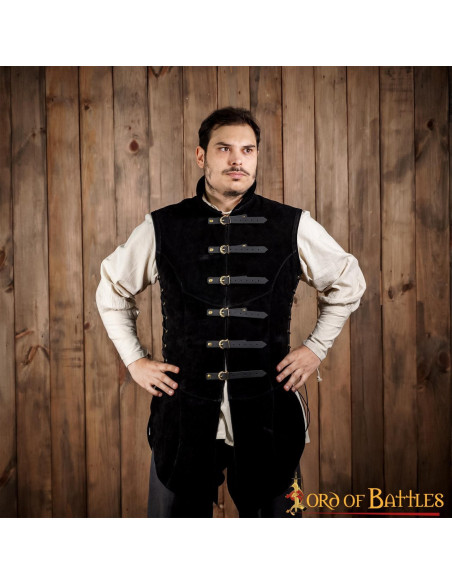 Medieval black suede vest Adrian model