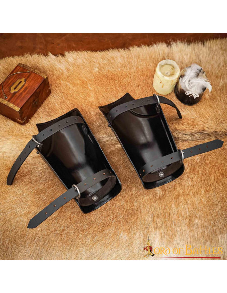 Medieval Fantasy Bracers, black steel