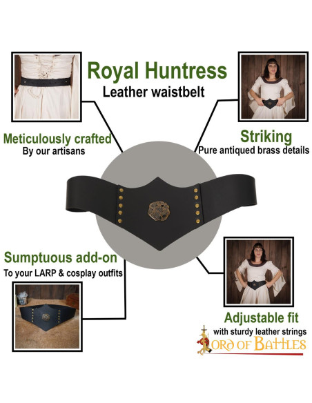 Royal Huntress Leather Belt, Black...