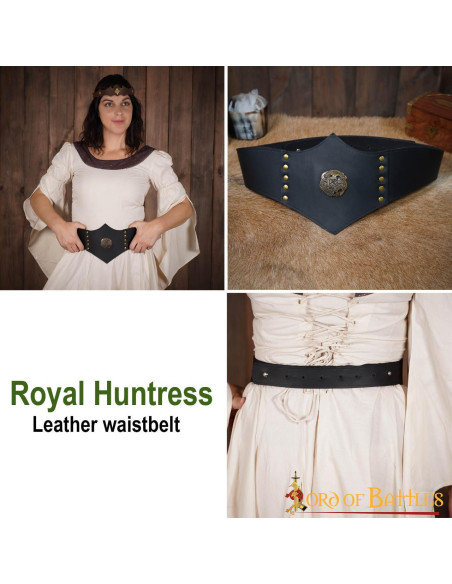 Royal Huntress Leather Belt, Black...