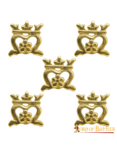 Set of 5 decorative medieval crowns in brass (2.4x2.5 cm.)
