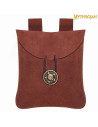 Medieval bag, fanny pack type, in suede leather (13.9x12.9 cm.)
