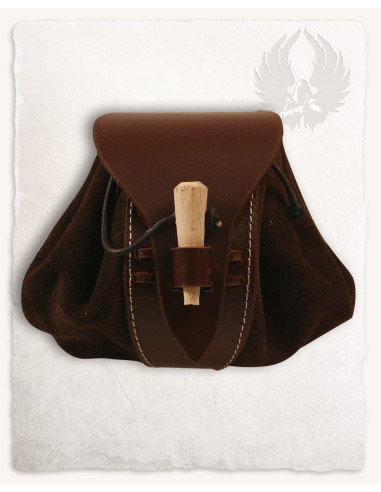 Medieval brown Gideon bag with horn closure