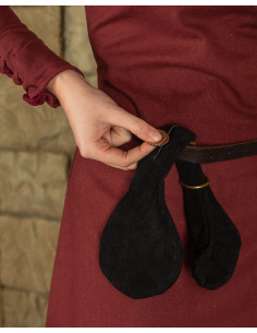 Roman and medieval Denarius bag in black suede