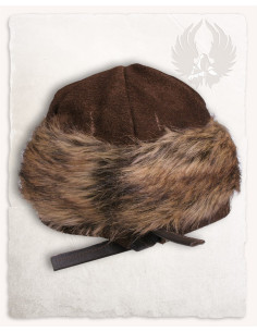 Brown suede leather hat Ragi model