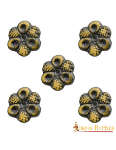 Set of 5 decorative brass flowers for clothing or leather...