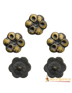 Set of 5 decorative brass flowers for clothing or leather... 2