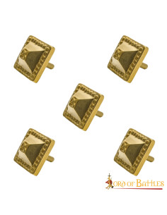 Set of 5 decorative brass tacks for clothing or leather...