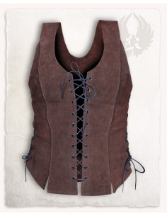 Medieval leather bodice model Caty, brown