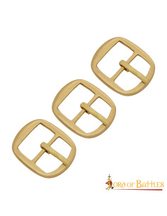 Set of 3 brass buckles for armor straps (2.5x3 cm.)
