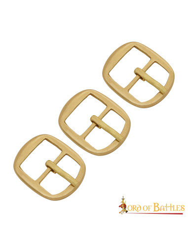 Set of 3 brass buckles for armor straps (2.5x3 cm.)