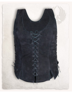 Medieval leather bodice model Caty, black