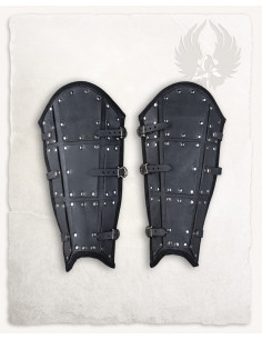 Black upper leather greaves Quintus models