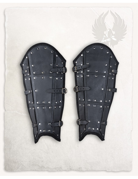 Black upper leather greaves Quintus...