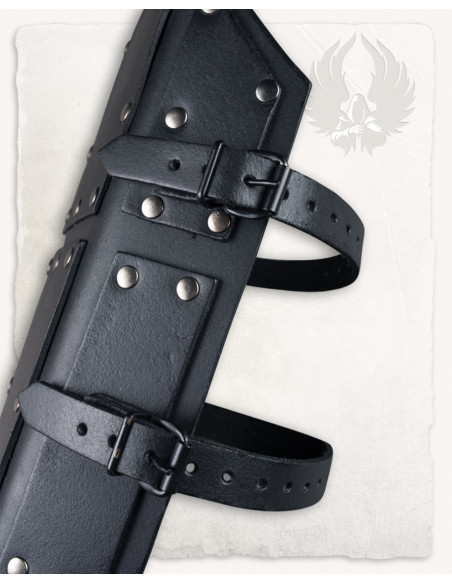 Black leather greaves Quintus models Black leather greaves Quintus models