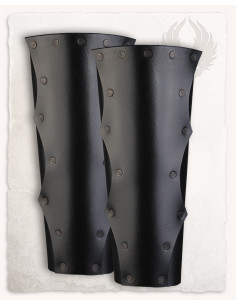 Black leather greaves Rasmus models