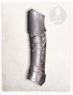 Medieval greaves in polished steel. Vladimir model 2
