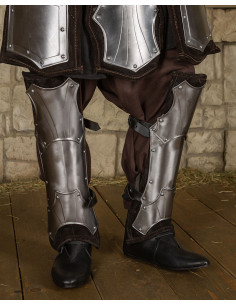 Medieval Padded Fafnir Greaves, Polished Finish