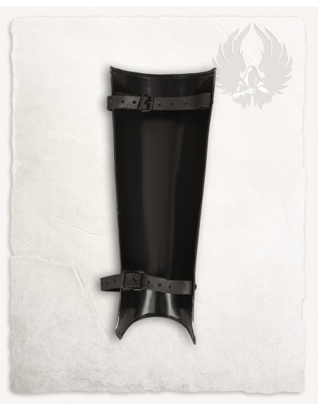 Medieval Gustav greaves in blackened...