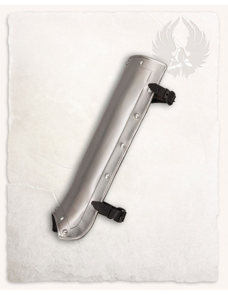 Medieval Jost greaves in polished steel