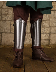 Mina medieval greaves in polished steel