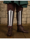 Mina medieval greaves in polished steel