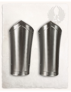 Mina medieval greaves in polished steel 2