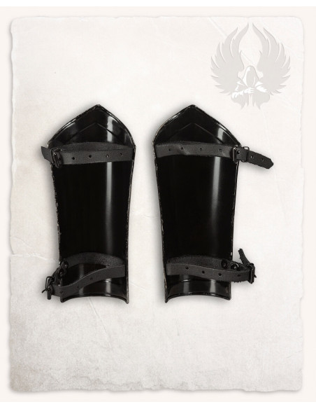 Mina medieval greaves in polished steel