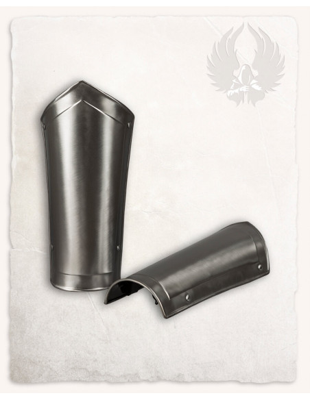 Mina medieval greaves in polished steel