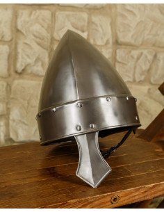 Norman helmet with nose Baldric model, polished steel