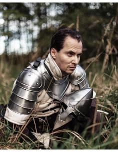 Medieval shoulder pads in polished steel Adam model