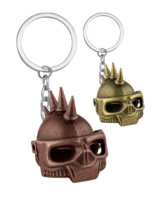 Skewered Skull Helmet Keychain assorted colors