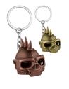 Skewered Skull Helmet Keychain assorted colors