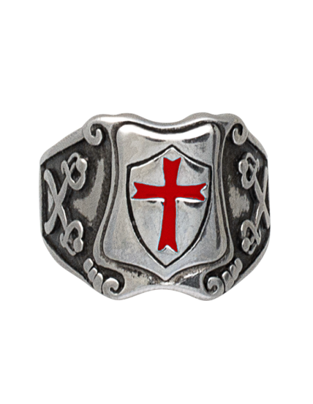 Knights Templar Shield Steel Ring