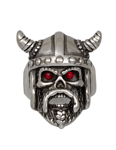 Viking Head Steel Ring