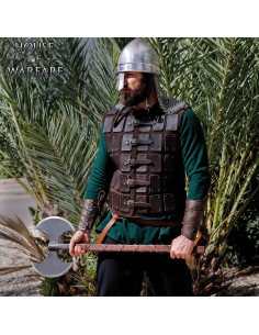 Medieval warrior brigantine in brown leather