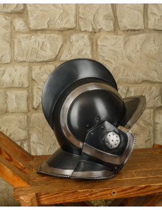 Burgundy helmet blackened steel Kaspar model 2