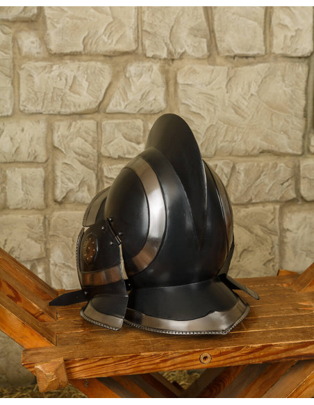 Burgundy helmet blackened steel...