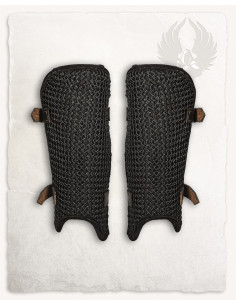 Blackened Steel Chainmail Greaves, Connor Model 2